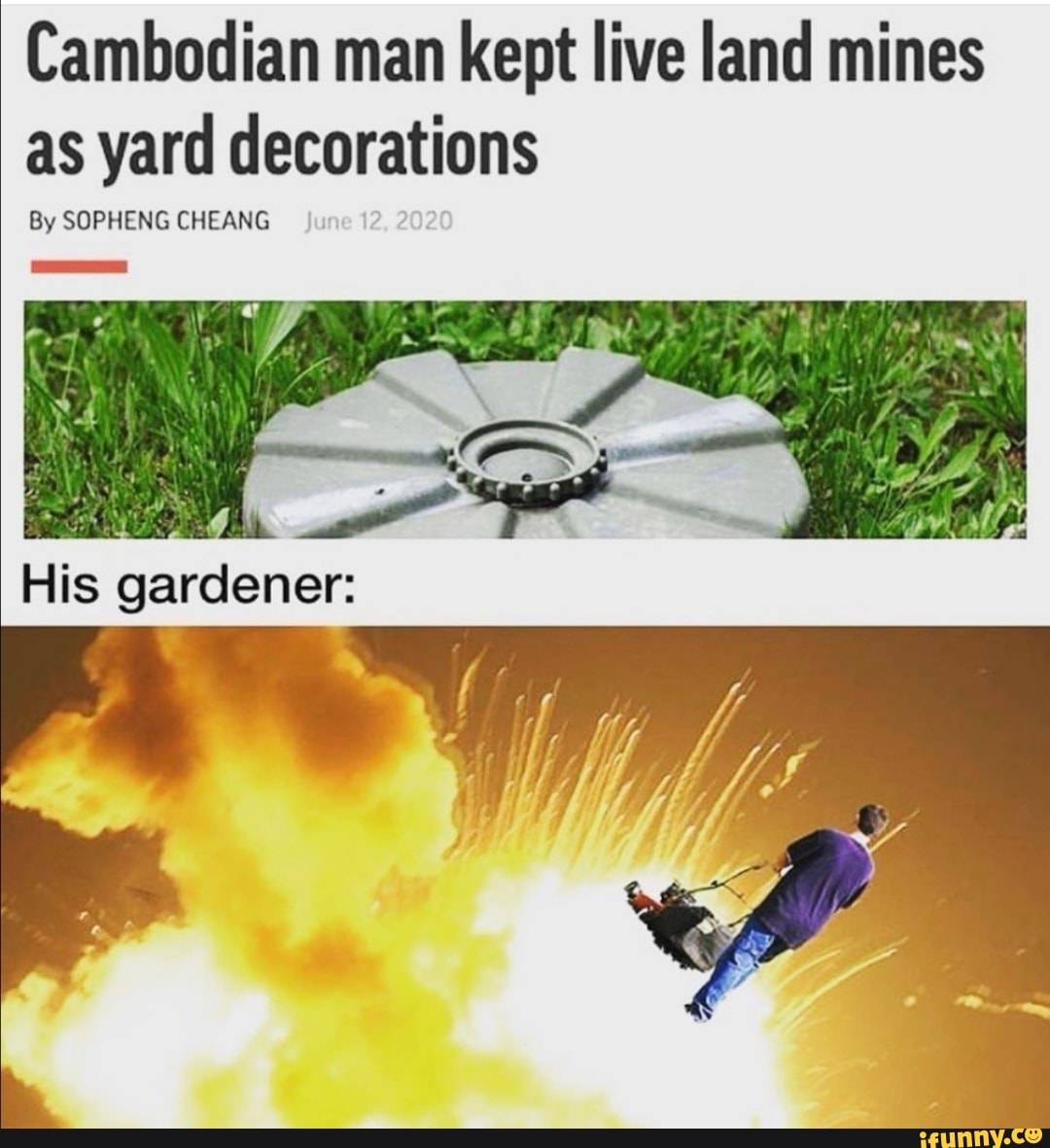 Cambodian man kept live land mines
as yard decorations
By SOPHENG CHEANG
His gardener: