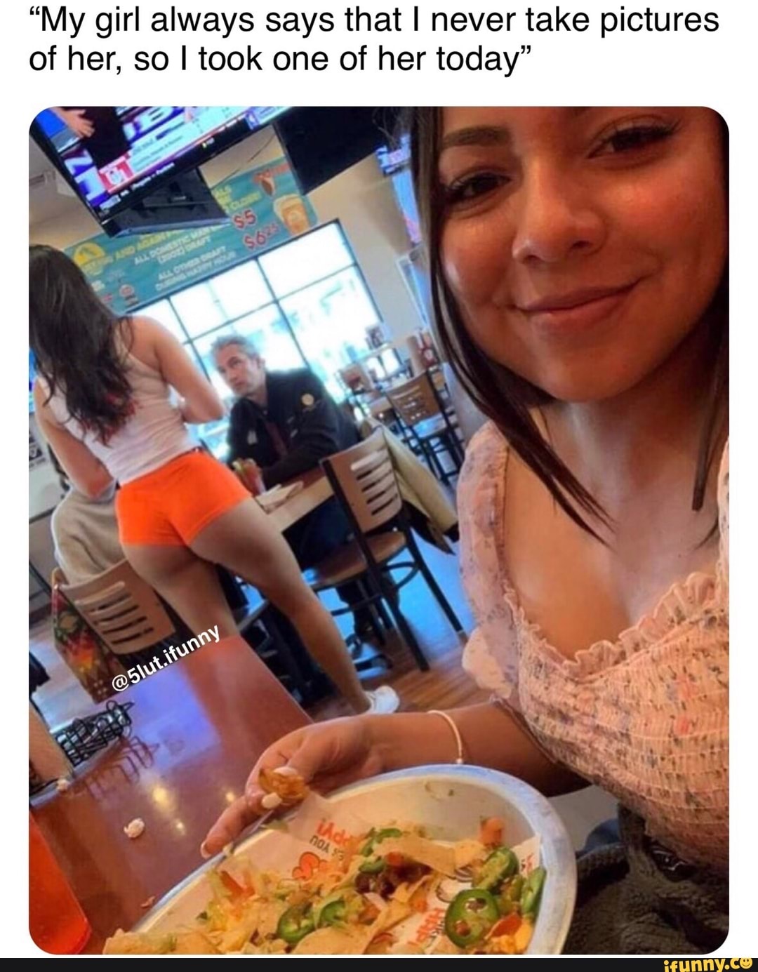 "My girl always says that I never take pictures
of her, so I took one of her today"