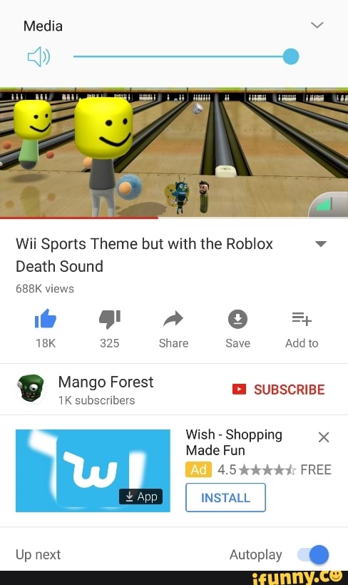 Wii Sports Theme But With The Roblox Death Sound 688k Views Ifunny - wii music but with the roblox death sound ifunny