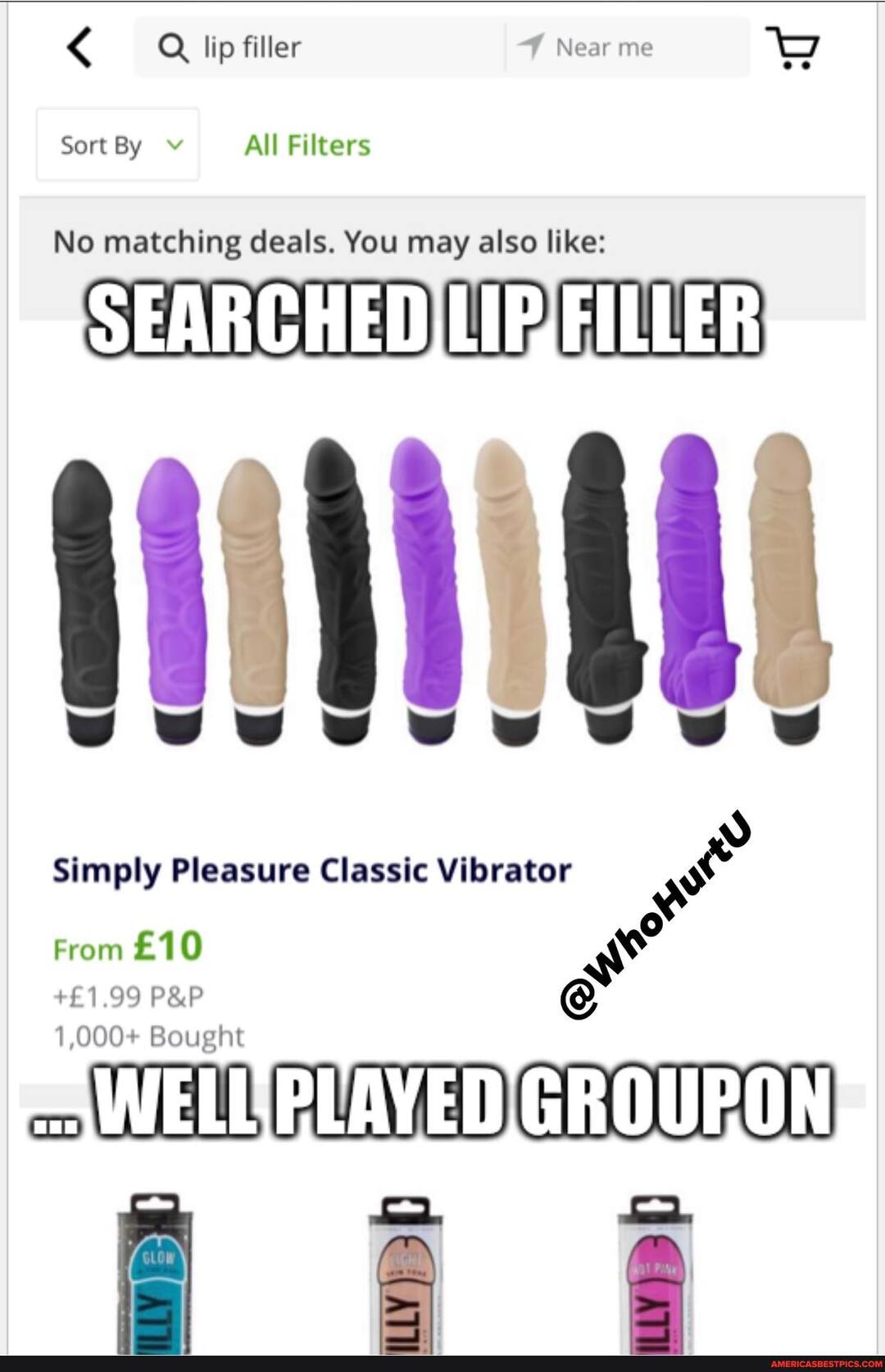 < Q lip filler Near me
Sort By v All Filters
No matching deals. You may also like:
Simply Pleasure Classic Vibrator
WELD GROUPON
From
99
1,000+ Bought