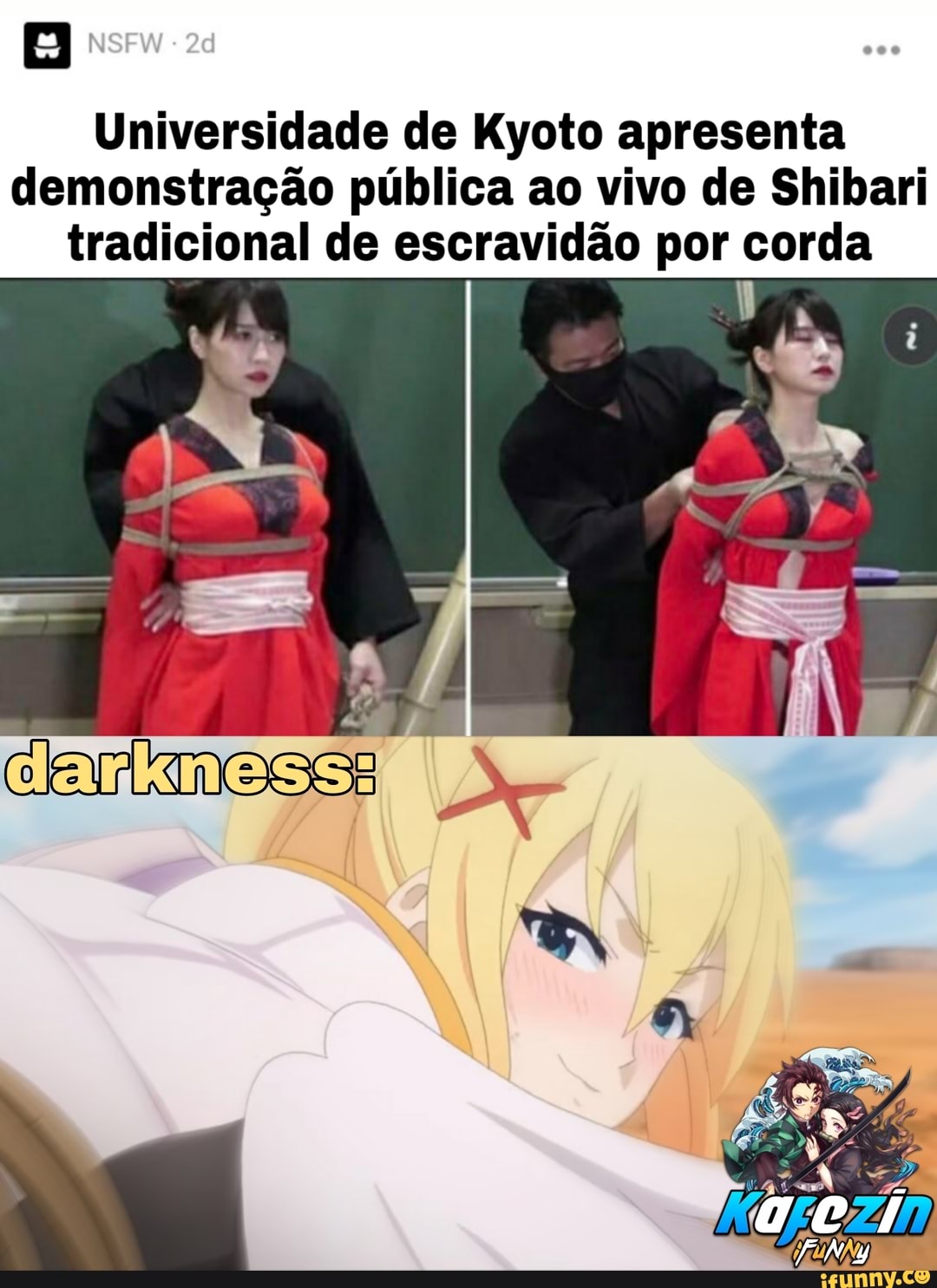 Universidade de Kyoto apresenta demonstração pública ao vivo de Shibari tradicional de escravidão por corda