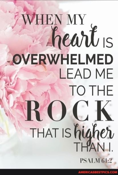 WHEN MY IS OVERWHELMED LEAD ME TOTHE THAT IS hi higher
THAN I.
PSALM