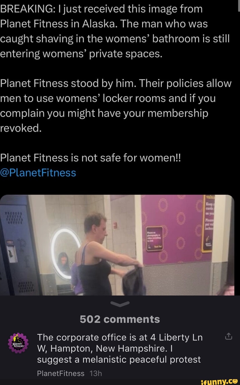Planet Fitness plummets after defending male photographed shaving in  woman's locker room
