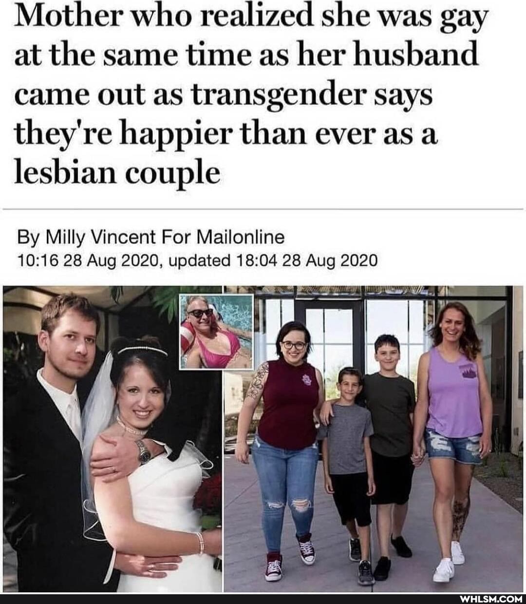 Mother who realized she was gay at the same time as her husband came out as transgender says they're happier than ever as a lesbian couple
By Milly Vincent For Mailonline
28 Aug 2020, updated 28 Aug 2020