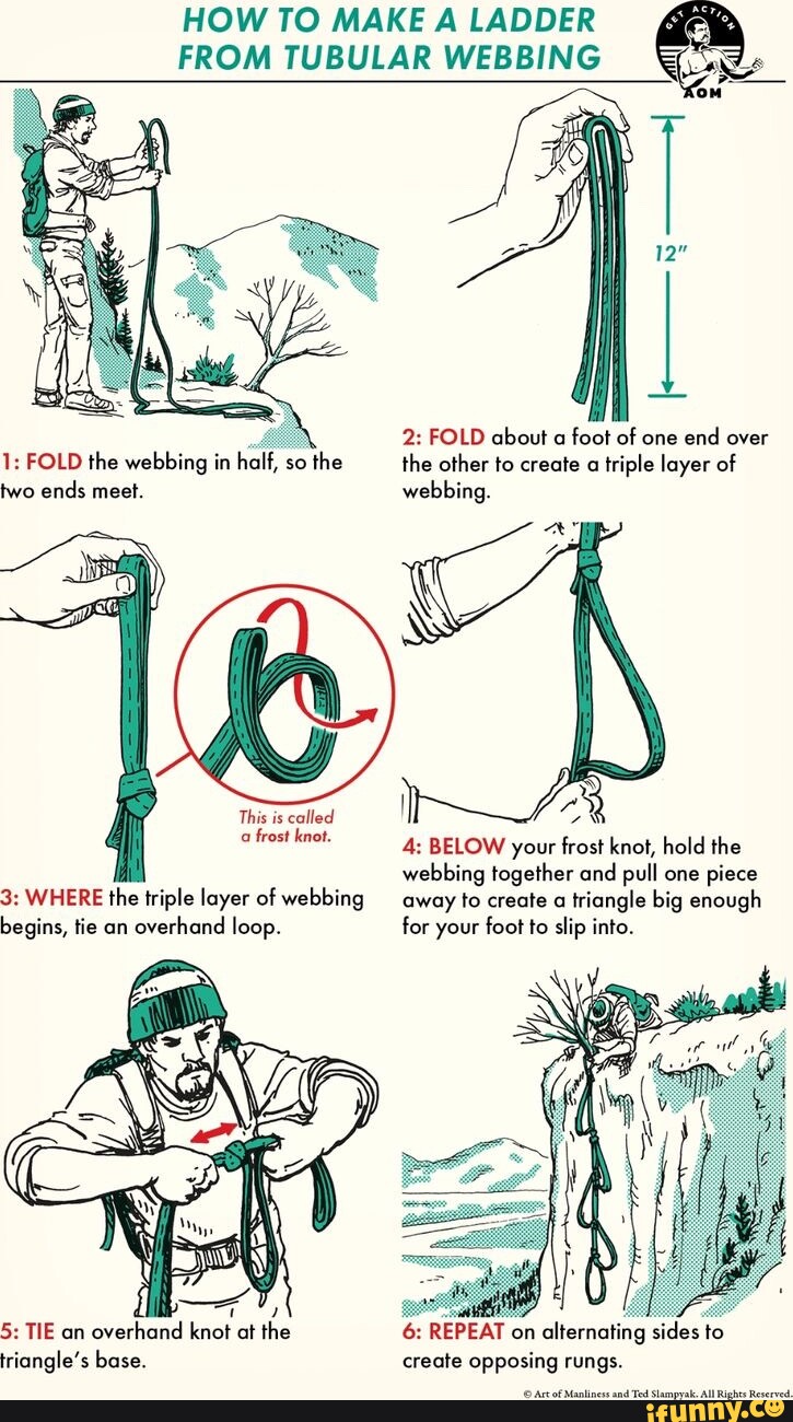 HOW TO MAKE A LADDER FROM TUBULAR WEBBING 12" il 2 FOLD about a foot