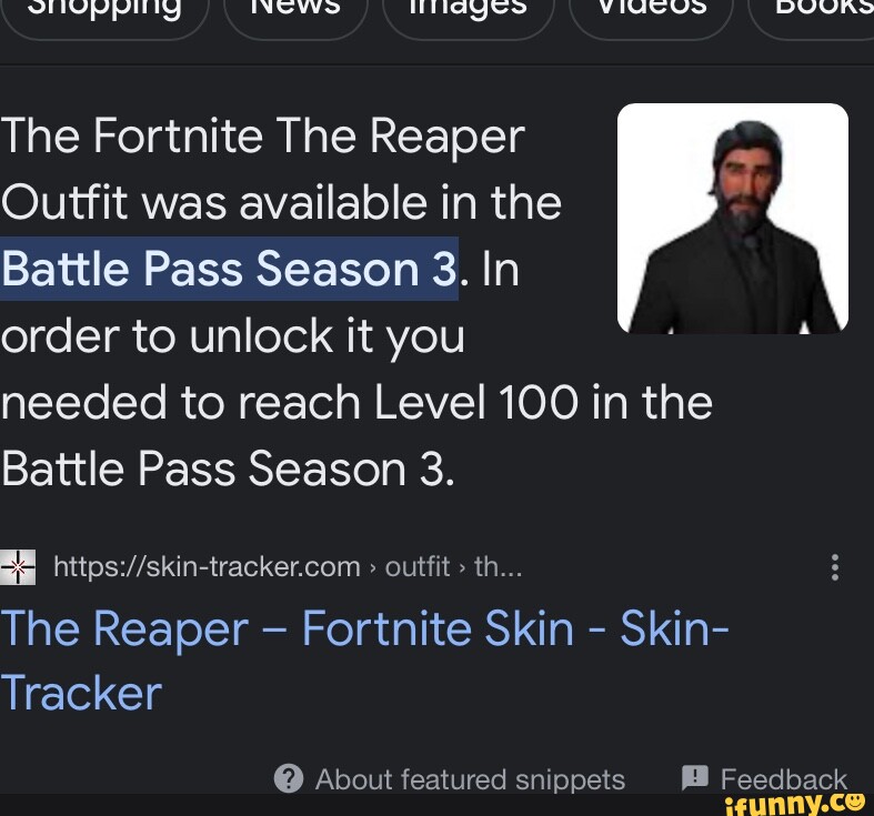 ING The Fortnite The Reaper Outfit was available in the Battle Pass ...