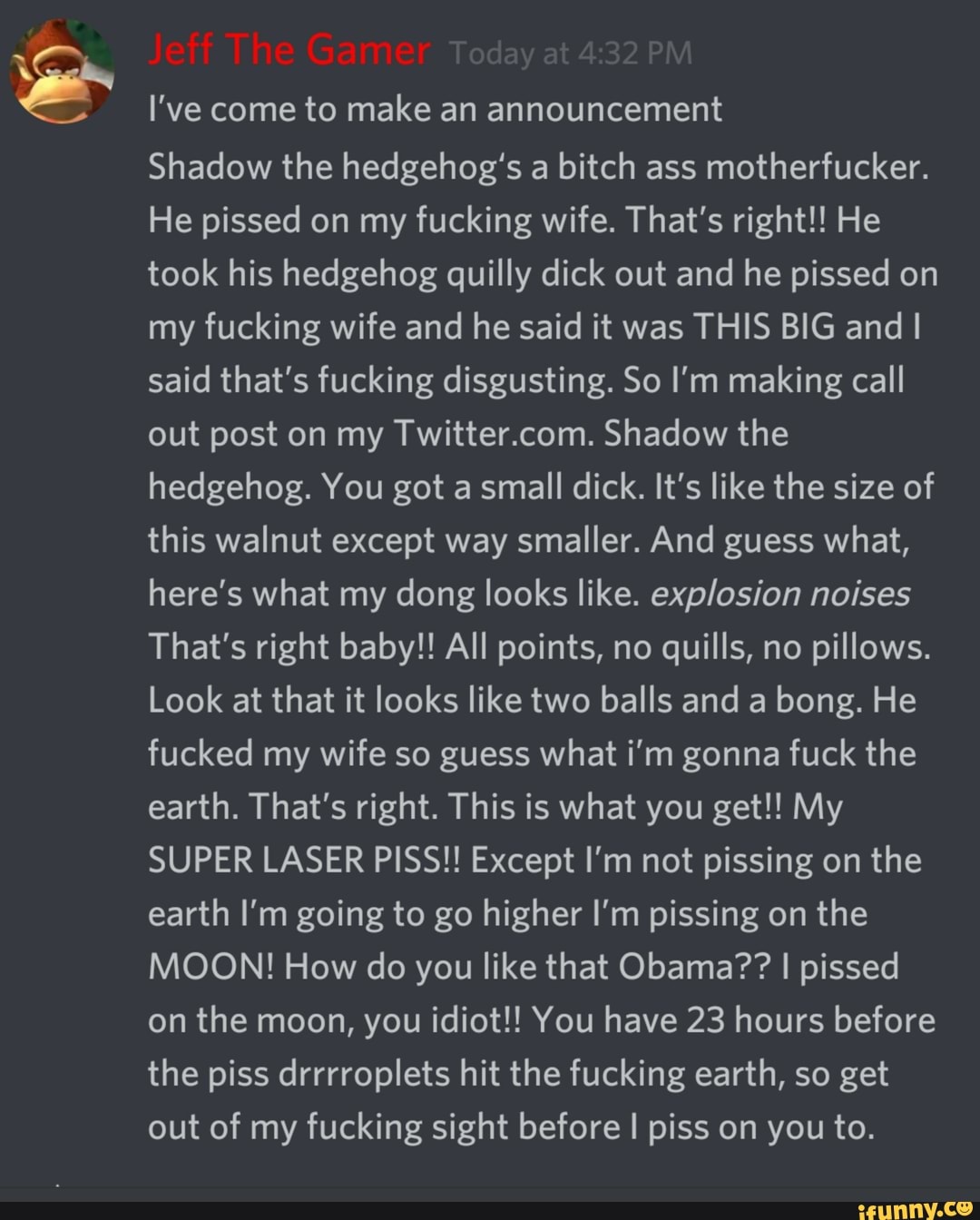 Ive Come To Make An Announcement Shadow The Hedgehogs A Bitch Ass