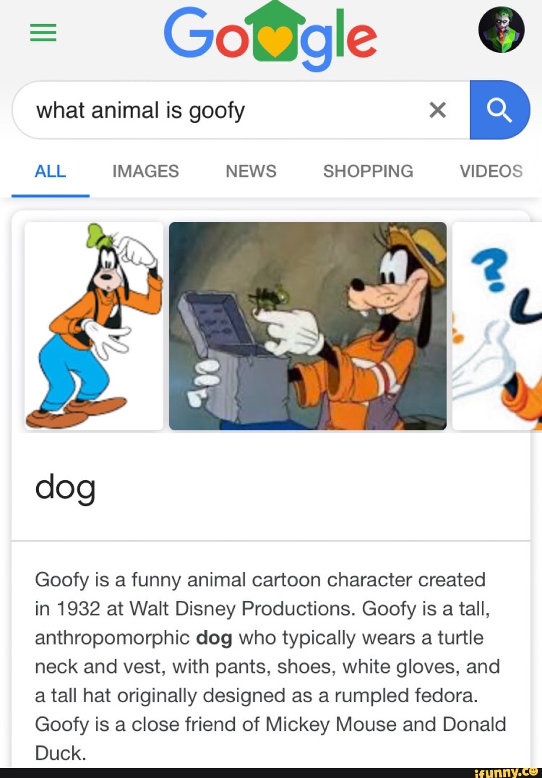 What animal is goofy x ALL IMAGES NEWS SHOPPING VIDEOS Goofy is a funny  animal cartoon