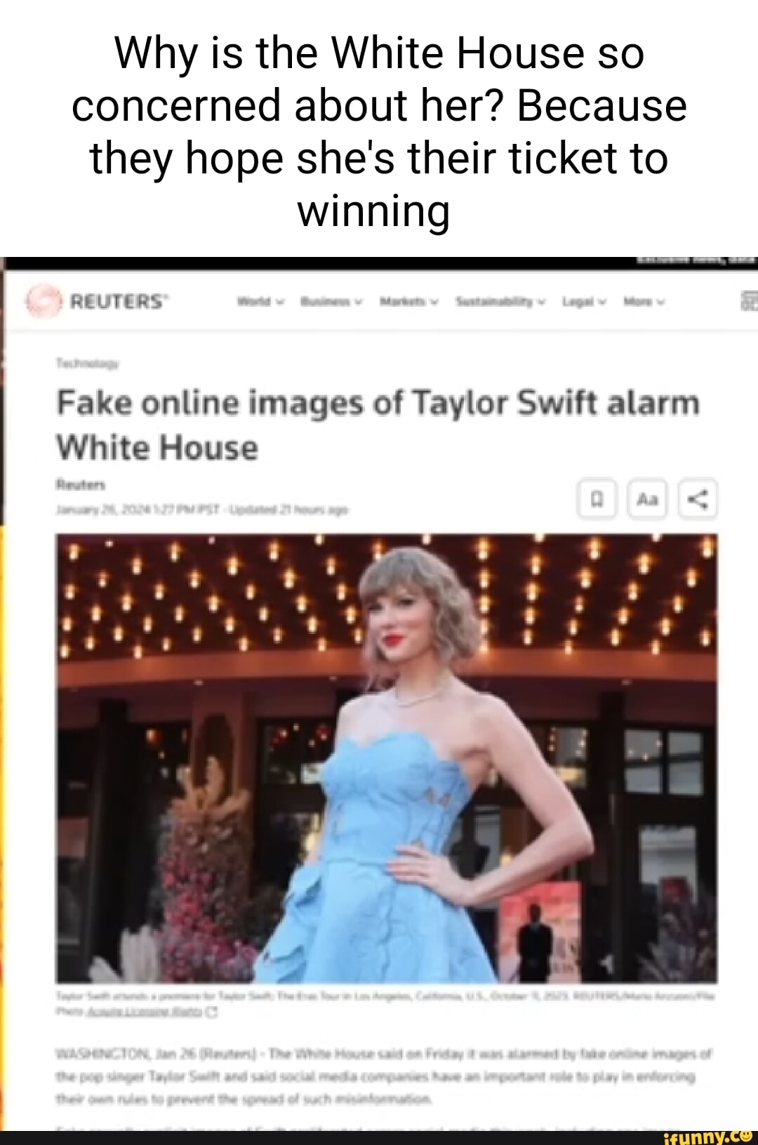 Fake online images of Taylor Swift alarm White House