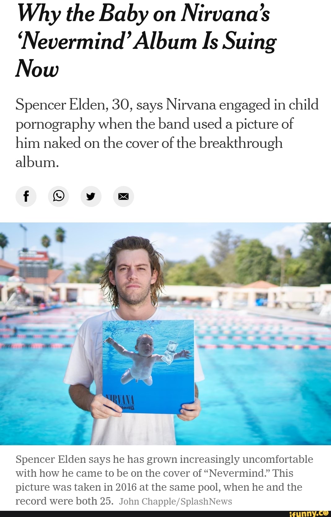 Why The Baby On Nirvana S Nevermind Album Is Suing Now Spencer Elden 30 Says Nirvana Engaged