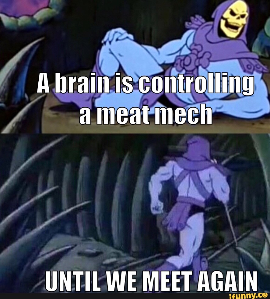 A brain is controlling a meat mech UNTIL WE MEET AGAIN iFunny Brazil