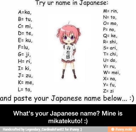 Try Ur Name In Japanese Felu And Paste Your Japanese Name Below A Mag F Ce E What S Your Japanese Name Mine Is Mikatekuto What S Your Japanese Name Mine Is Mikatekuto