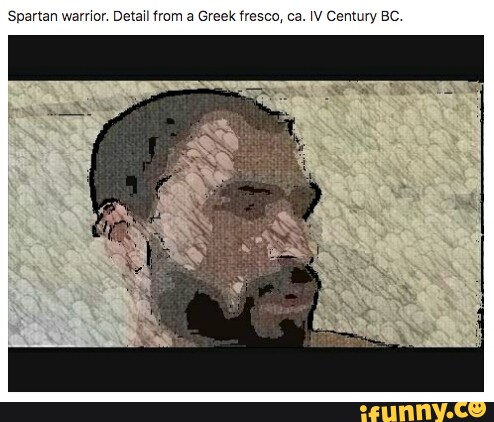 Spartan warrior. Detail from a Greek fresco, ca. IV Century BC.