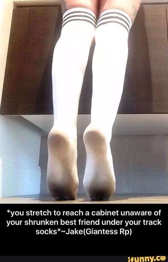 *you stretch to reach a cabinet unaware of your shrunken best friend under ...