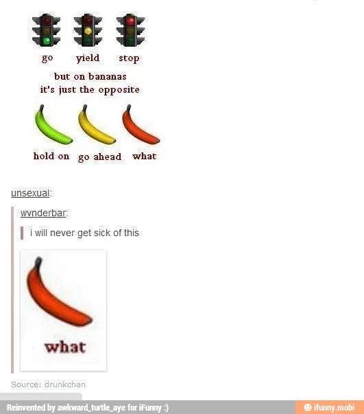 tit
go yield stop
but on bananas
it's just the opposite
I ¡will never get sick of this