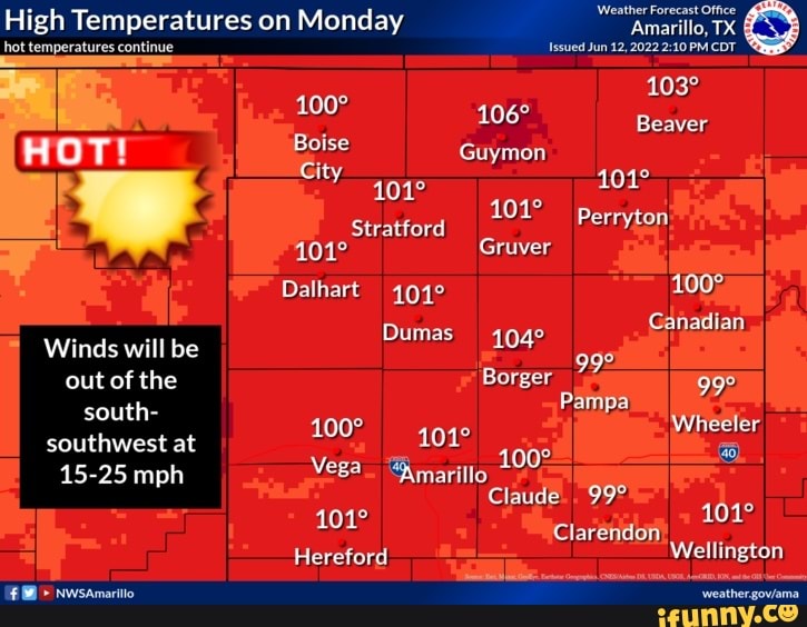 High Temperatures on Monday weamarillo, TX hot temperatures continue