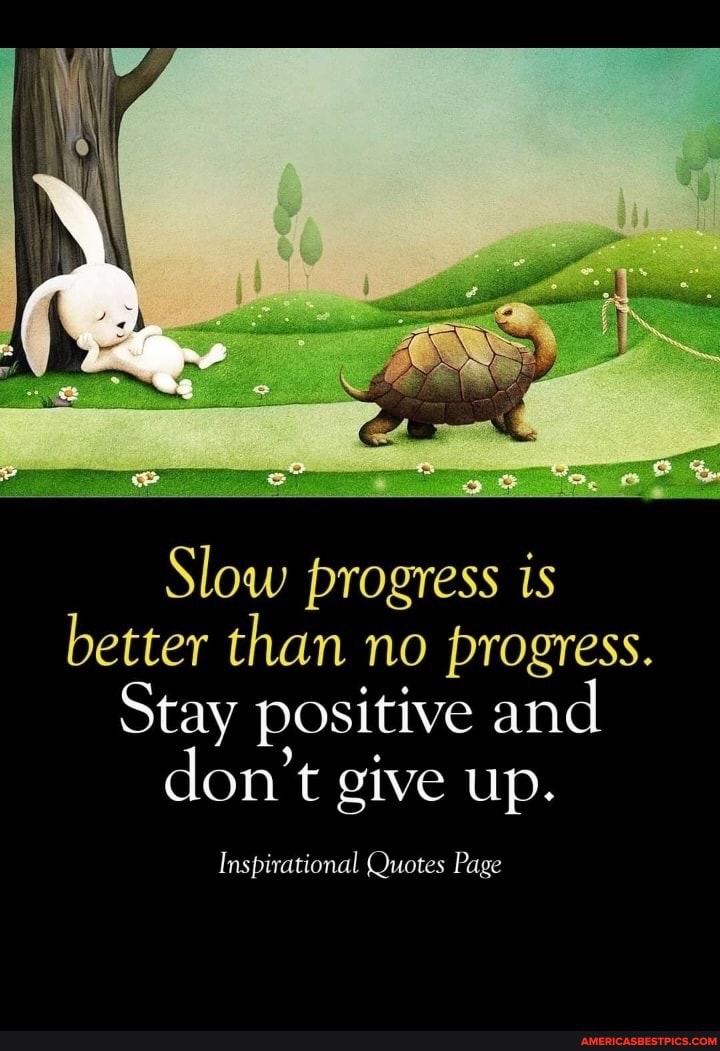 Slow progress is better than no progress. Stay positive and don't give ...