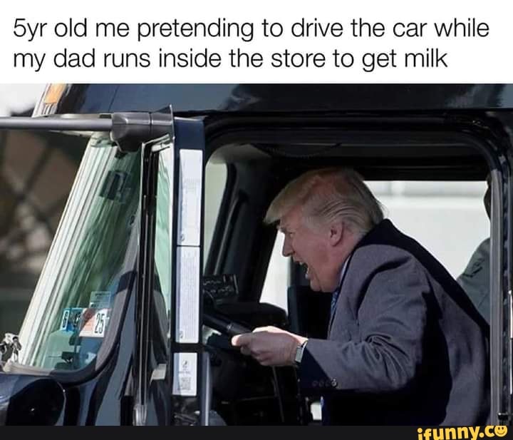 5yr old me pretending to drive the car while
my dad runs inside the store to get milk