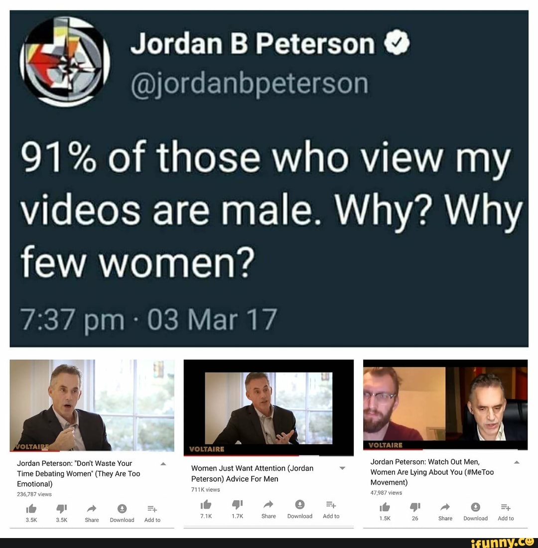 Jordan B Peterson º @jordanbpeterson 91 % Of Those Who View My Videos ...