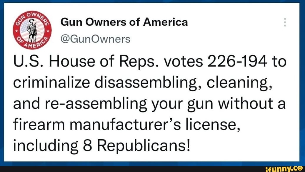 SS 'C) Gun Owners of GunOwners America GunOwners MI U.S. House of Reps. votes 226194 to