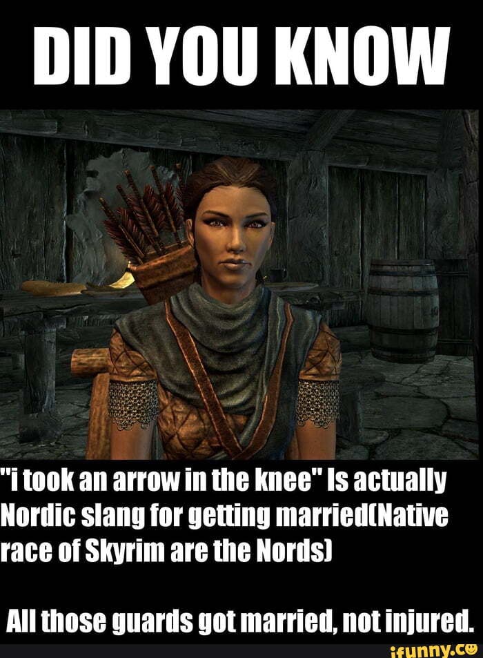 DID YOU KNOW took an arrow in the knee" Is actually Nordic slang for
