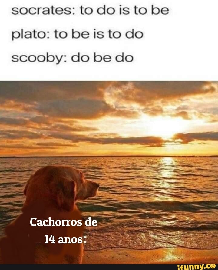 socrates: to do is to be
plato: to be is to do
scooby: do be do
Cachorros de
14 anos: