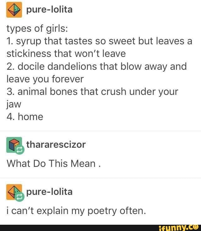 Pure Lolita Types Of Girls 1 Syrup That Tastes So Sweet But Leaves A Stickiness That