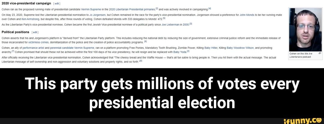 This party gets millions of votes every
presidential election - This party gets millions of votes every presidential election