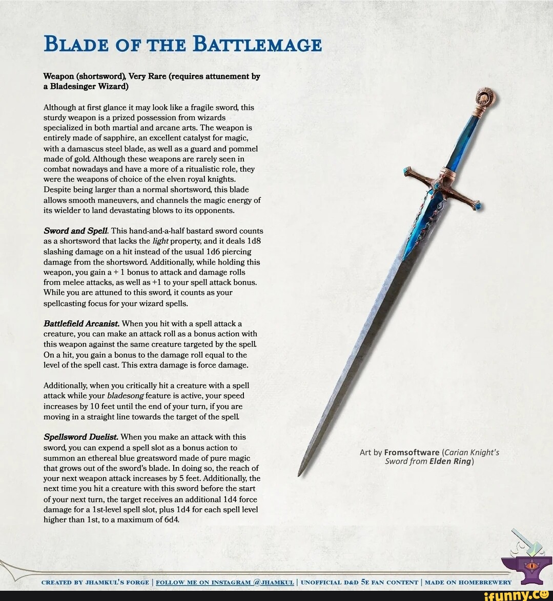 BLADE OF THE BATTLEMAGE Weapon (shortsword), Very Rare (requires