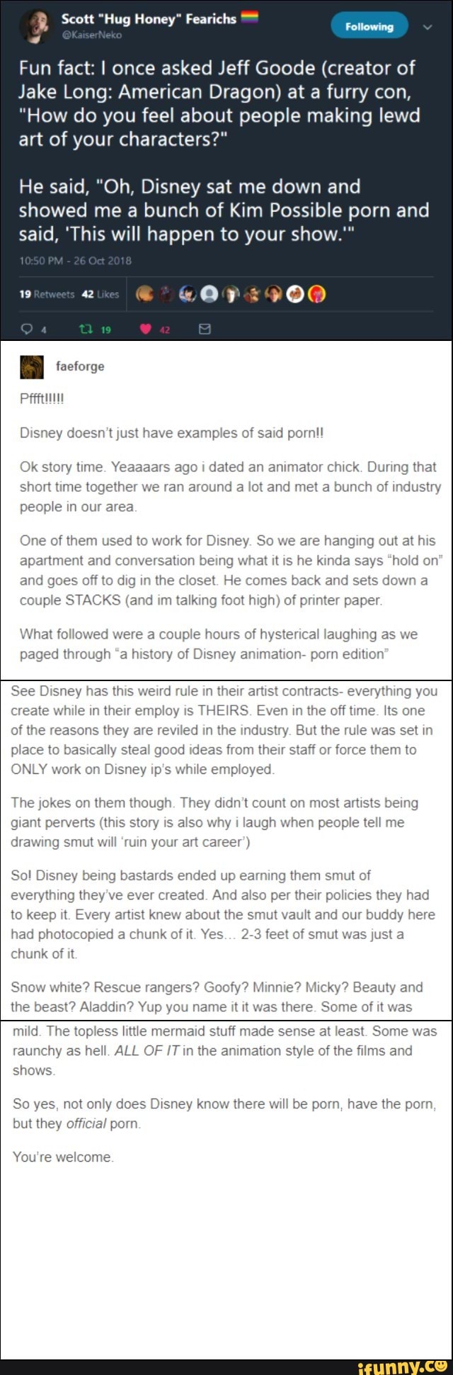 Disney Porn Story - 4' Fun fact: I once asked Jeff Goode (creator of Jake Long American Dragon)  at a