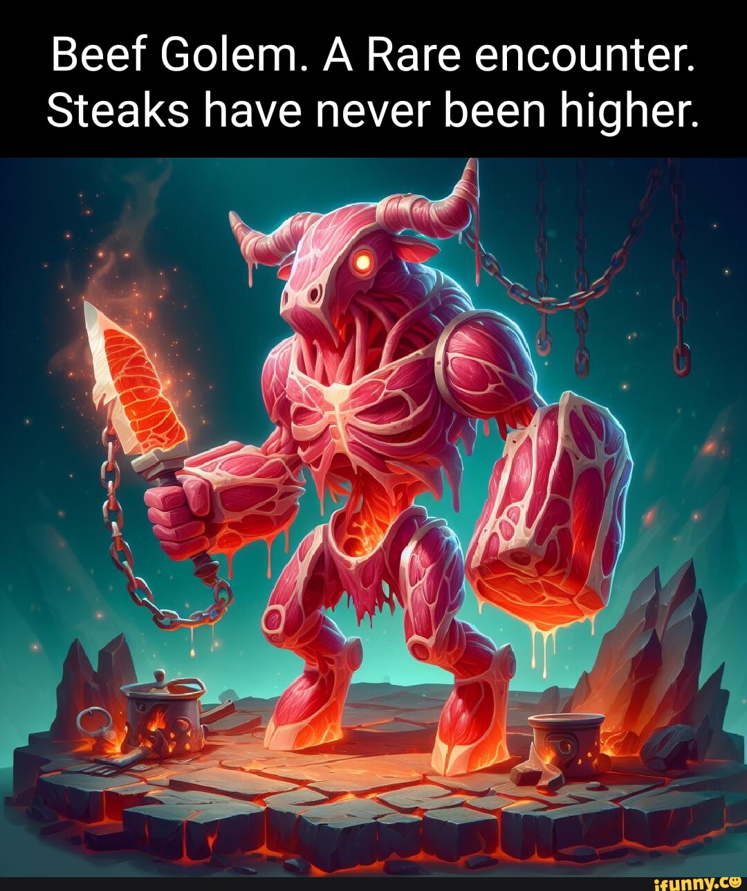 Beef Golem. A Rare encounter. Steaks have never been higher. iFunny