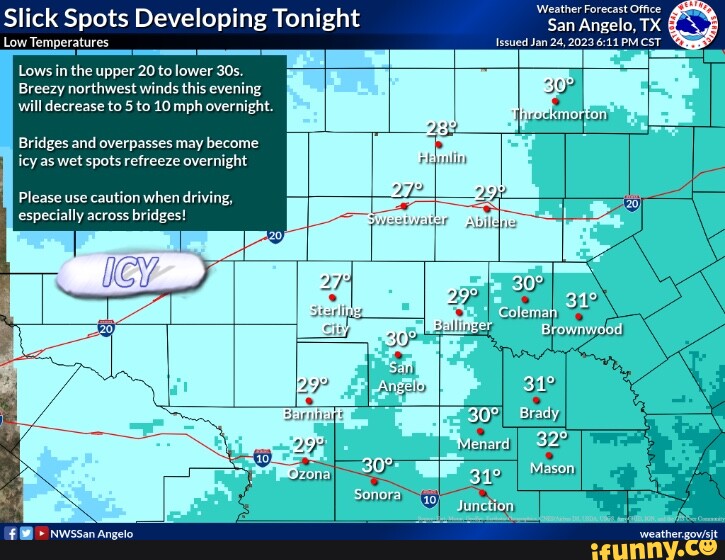 Slick Spots Developing Tonight Low Temperatures Weather Forecast Office