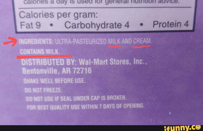 Calories per gram: Fat 9 Carbohydrate Protein 4 i1-Mart Stores, Inc