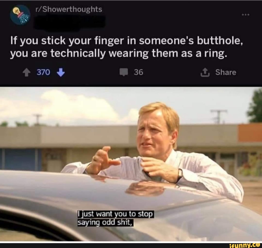If you stick your finger in someone's butthole,
you are technically wearing them as aring.