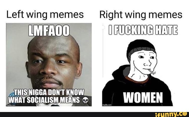 Left wing memes Right wing memes.