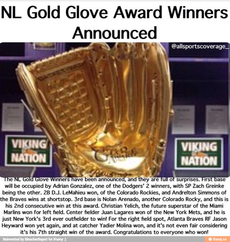 NL Gold Glove Award Winners Announce l4 allsportscoverage_ arid i ey
