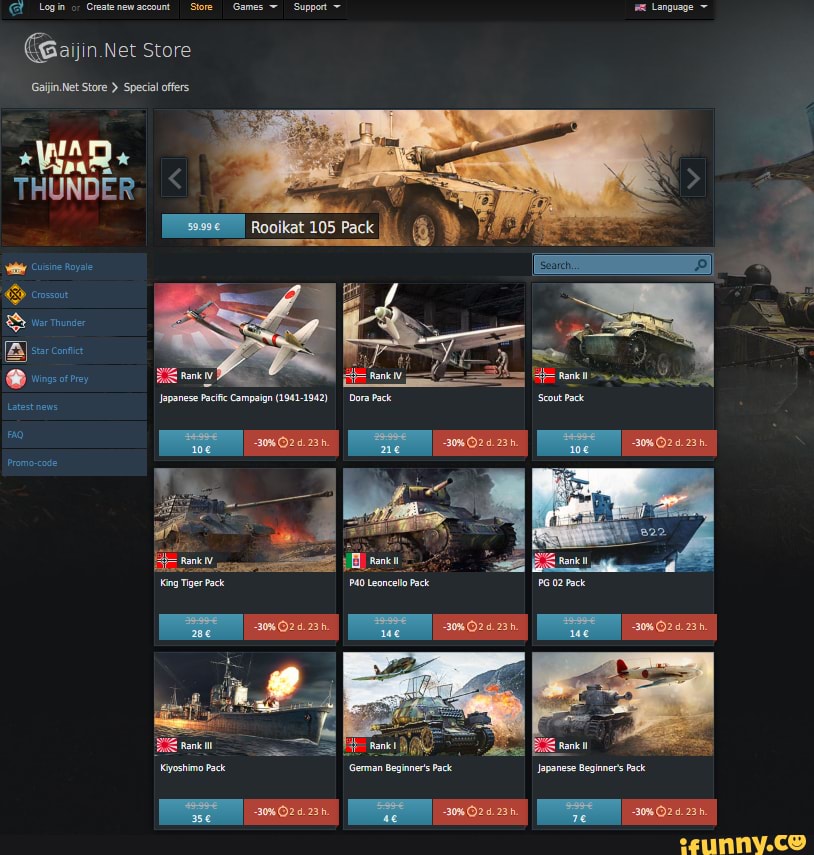 Gaijin.Net Store / War Thunder packs