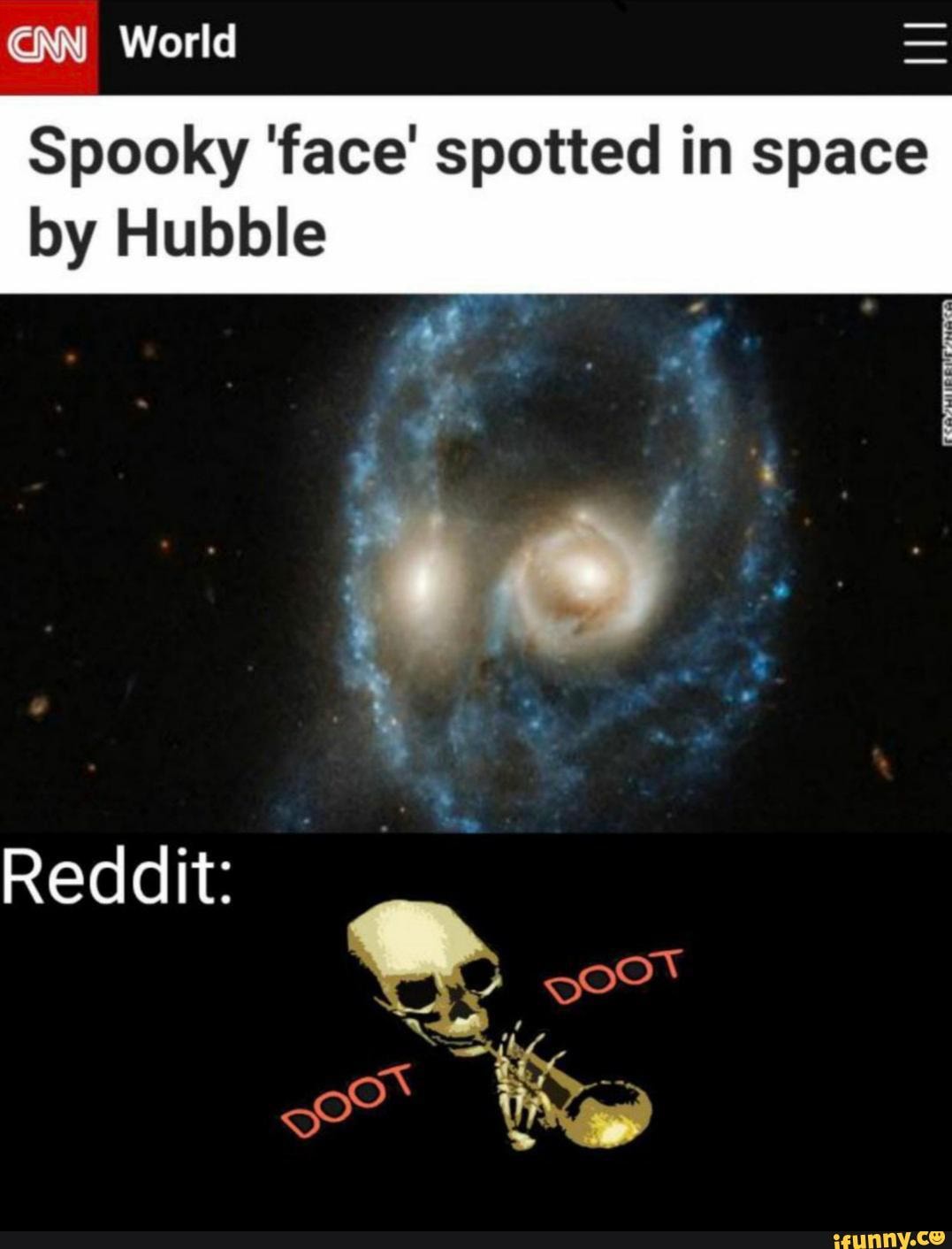 World Spooky 'face' Spotted In Space By Hubble Reddit: - IFunny