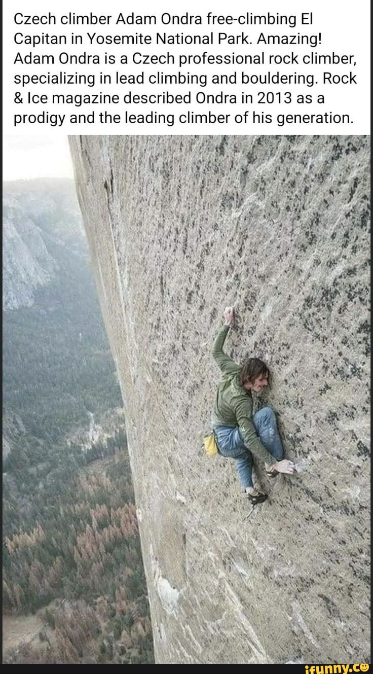 Czech climber Adam Ondra free-climbing El Capitan in Yosemite National ...