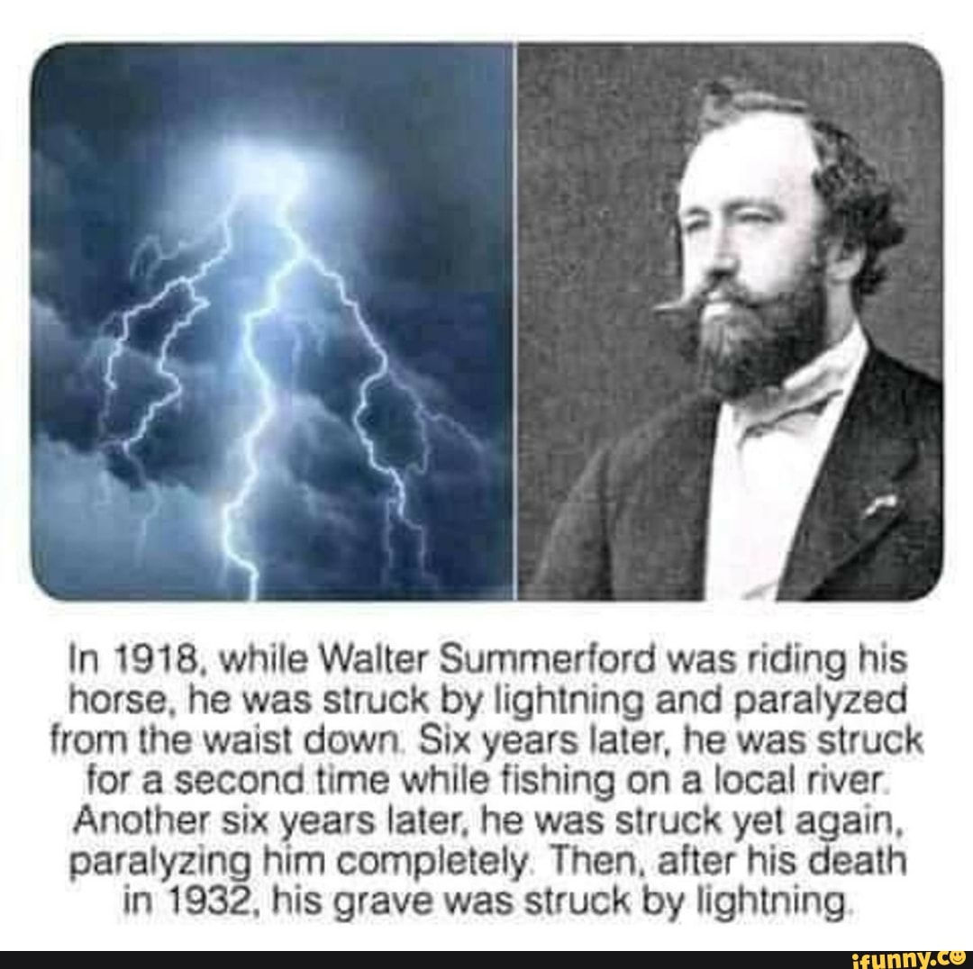 In 1918, while Walter Summerford was riding his horse, he was struck by  lightning and paralyzed