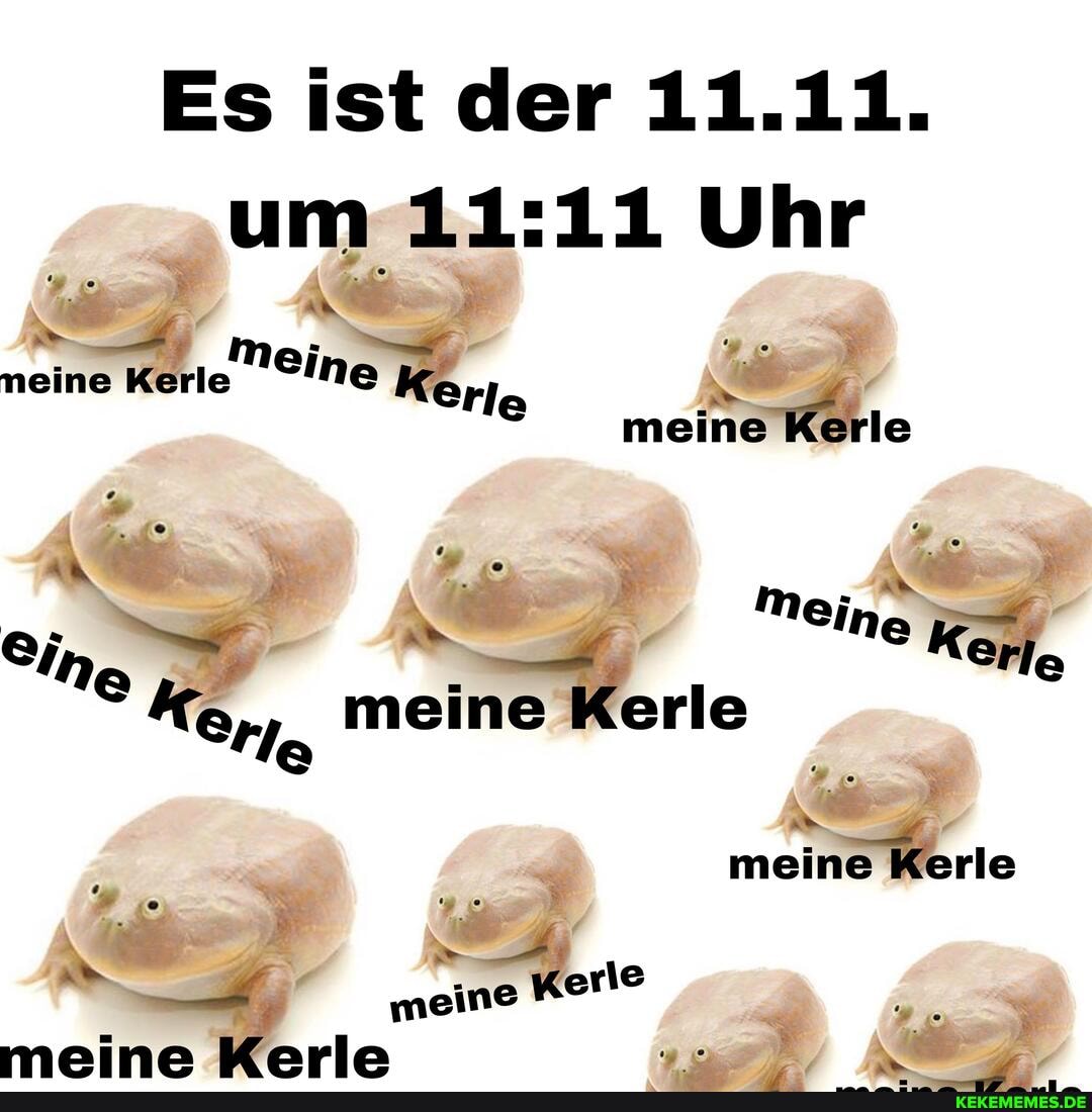 Es ist der 11.11.
um "um 11: 11 Uhr
neine Kerle "eine Kerle meine Kerle
Ein Meine Kerle e meine Kerle
meine Kerle
Kerle