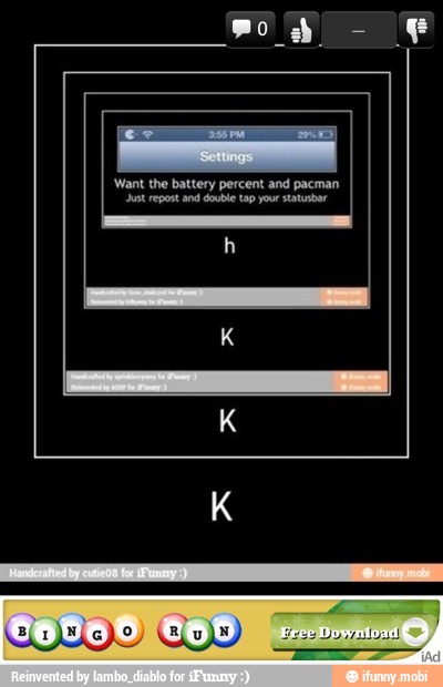 Want the battery percent and pacman
Just repost and double tap your tatusbar