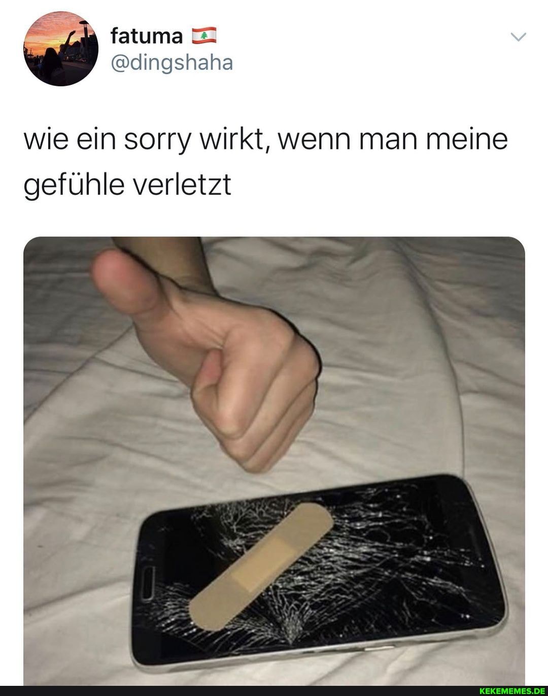 (atuma
@dingshaha
wie ein sorry wirkt, wenn man meine gefühle verletzt