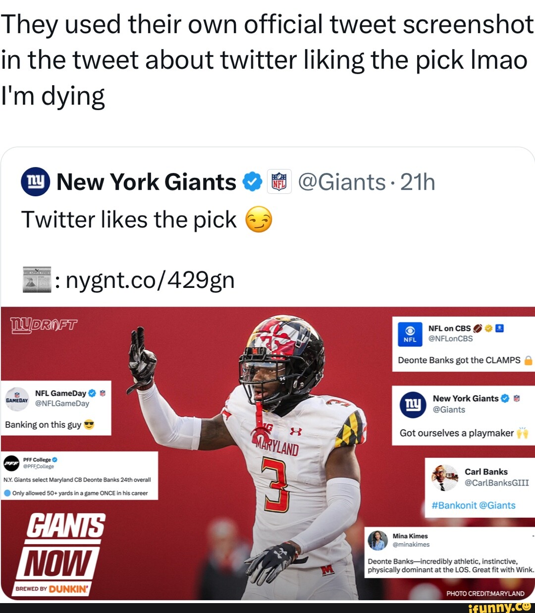 They used their own official tweet screenshot in the tweet about twitter  liking the pick Imao