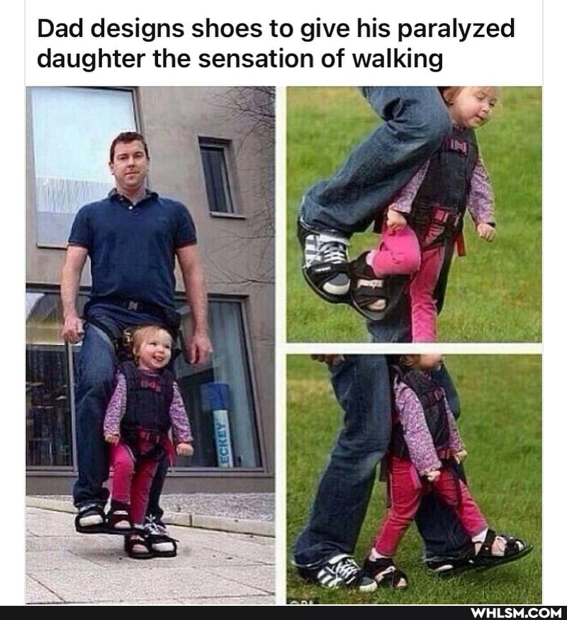Dad designs shoes to give his paralyzed daughter the sensation of walking