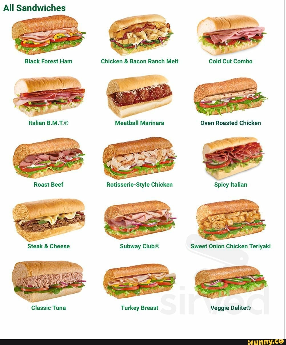 All Sandwiches Oven Roasted Chicken RotisserieStyle Chicken Subway