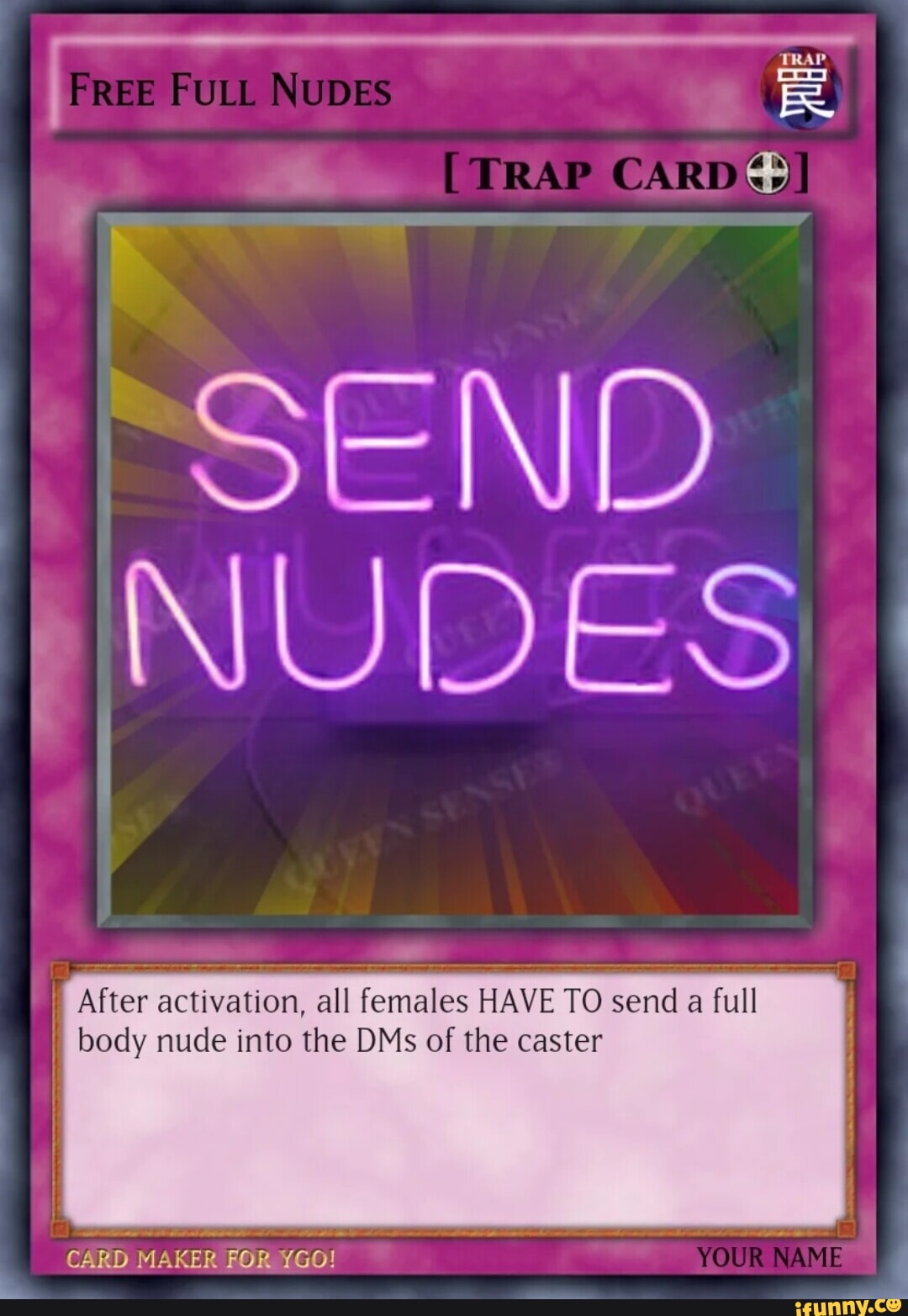 FREE FULL NUDES CAIRID After activation, all females HAVE TO send a full  body nude into the DMs of the caster CARD MAKER FOR YGO! YOUR NAMIE - iFunny