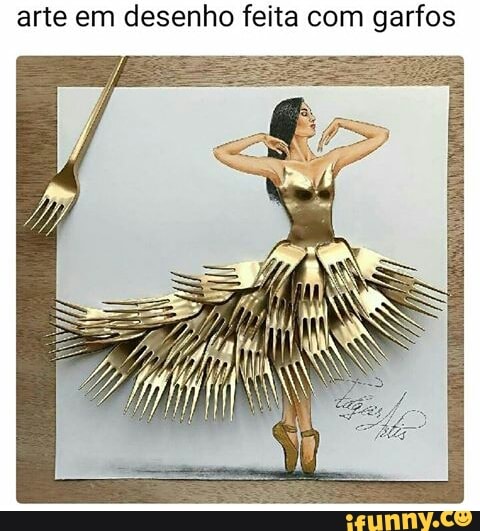 arte em desenho feita com garfos