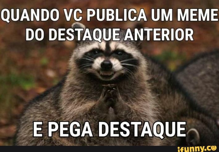 QUANDO VC PUBLICA UM MEME
DO
DESTAQUE ANTERIOR
E PEGA
DESTAQUE
a