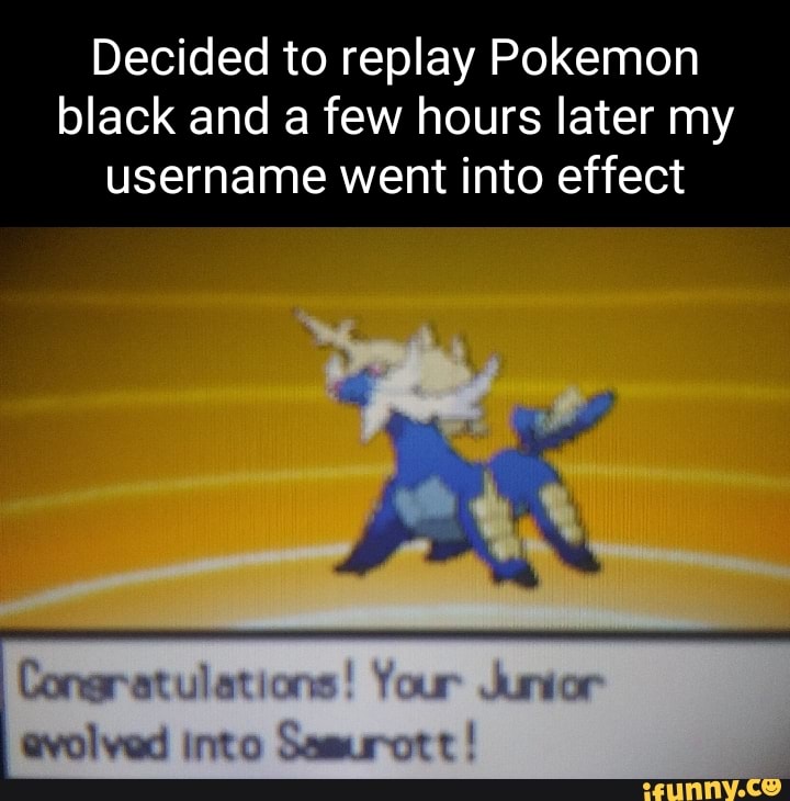 Decided to replay Pokemon black and a few hours later my username went into effect
Loner at Stic
I evolved nto Samurott
